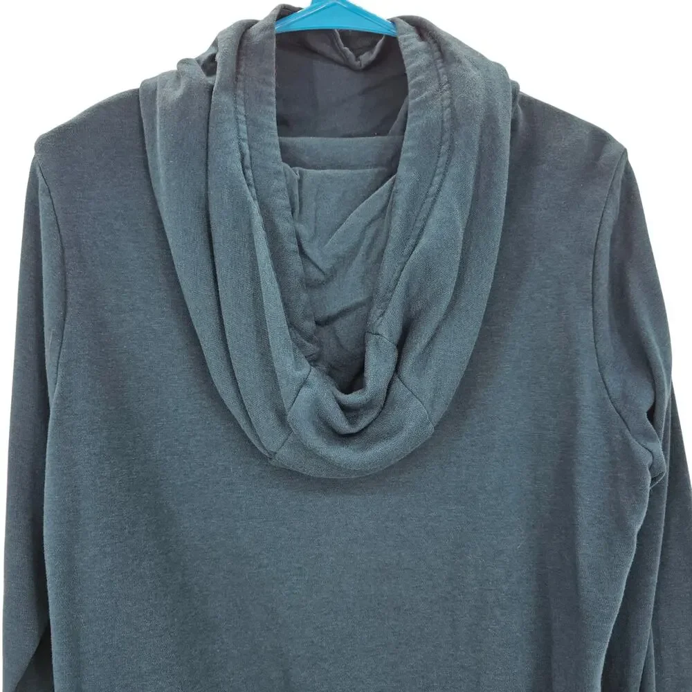 Nike Womans size S Cowl Funnel Neck Hoodie Kangaroo Pocket Teal Silver Logo
